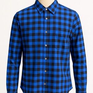 Banana Republic Blue and Black Plaid Men's Shirt